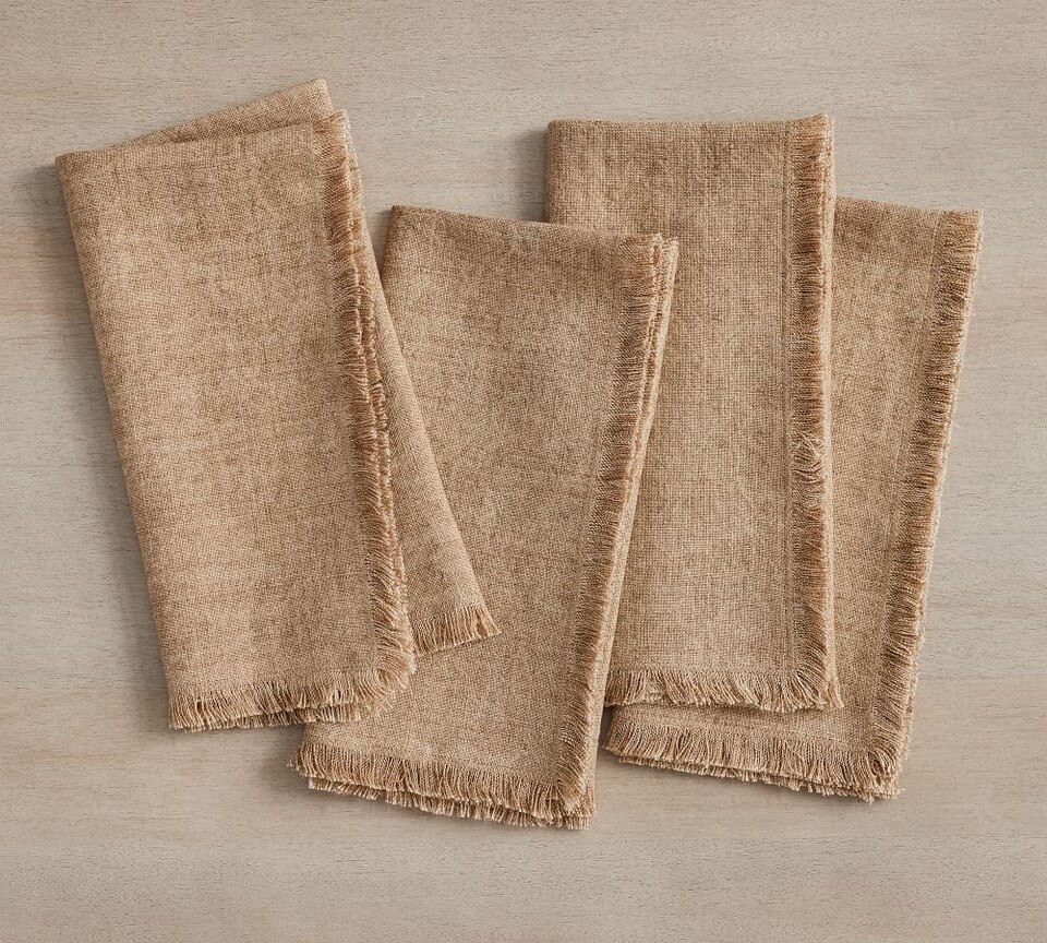 Frayed Oversized Linen Napkins Set of 4 Pottery Barn Australia